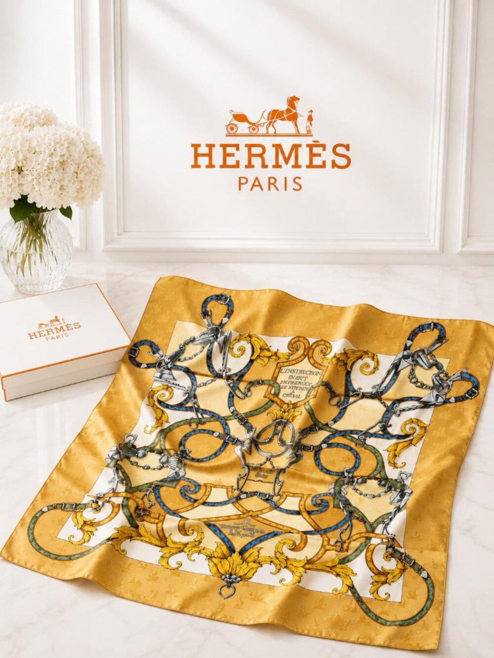 Authentic Hermès L’Instruction du Roy Carré 90 Silk Scarf